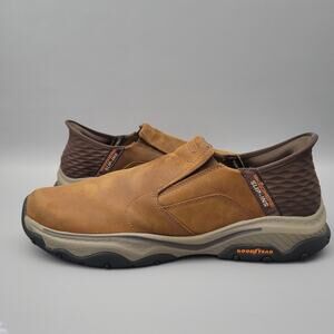 Sketchers Slip -Ins Mens Shoe Size 11.5 Brown Craster Lanigan Hands Free Casual